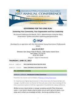 GOVERNING FOR THE LONG RUN: THURSDAY, JUNE 22, 2017
