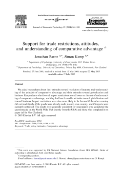 Support for trade restrictions, attitudes, and understanding of