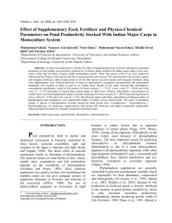 Effect of Supplementary Feed, Fertilizer and Physico