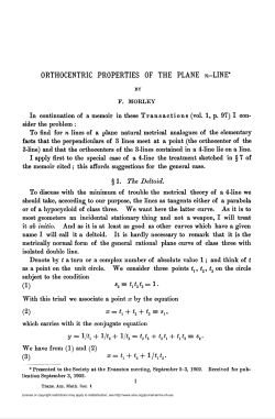 ORTHOCENTRIC PROPERTIES OF THE PLANE n-LINE