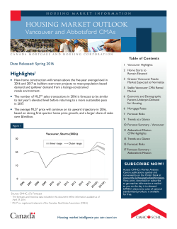 HOUSING MARKET OUTLOOK Vancouver and
