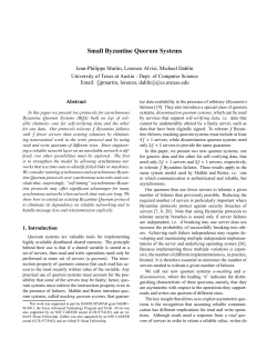 Small Byzantine Quorum Systems