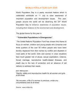 Theme and Activities to celebrate the World Population Day 2015
