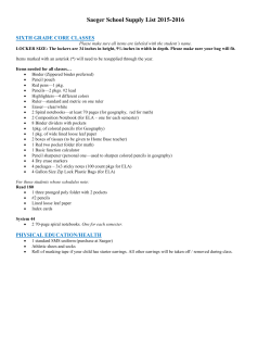 Saeger School Supply List 2015-2016