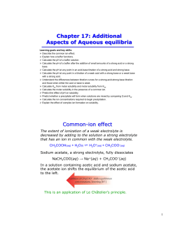 Chapter 17: Additional Aspects of Aqueous equilibria Common
