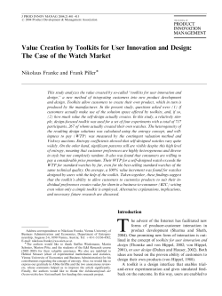 Value Creation by Toolkits for User Innovation and Design