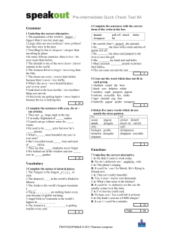 Pre-intermediate Quick Check Test 9A