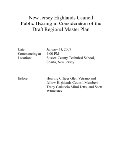 Public Hearing Comments - New Jersey Highlands Council