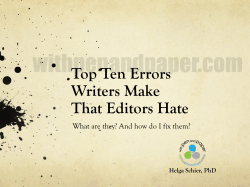 Top Ten Errors Writers Make That Editors Hate