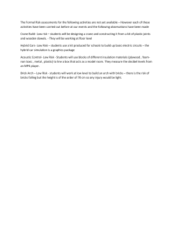 The Formal Risk assessments for the following activities are not yet