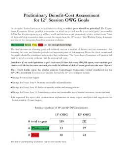 Preliminary Benefit-Cost Assessment for 12th Session OWG Goals