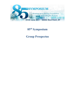 85th MORS Symposium | 19-22 June 2017 | USMA