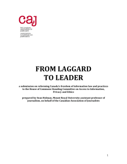 FROM LAGGARD TO LEADER - Canadian Association of Journalists