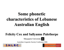 Some phonetic characteristics of Lebanese Australian English