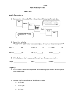Quiz #2 Study Guide Metric Conversions: Graphing: