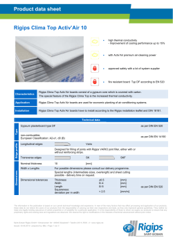 Product data sheet Rigips Clima Top Activ`Air 10