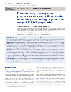 Placental weight in singleton pregnancies with