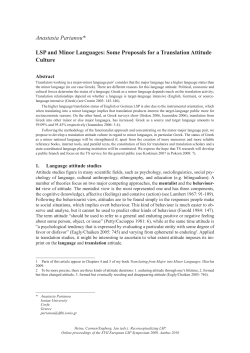 Anastasia Parianou* LSP and Minor Languages: Some Proposals
