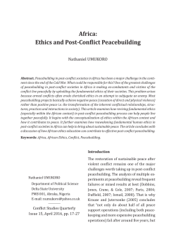 Africa: Ethics and Post-Conflict Peacebuilding