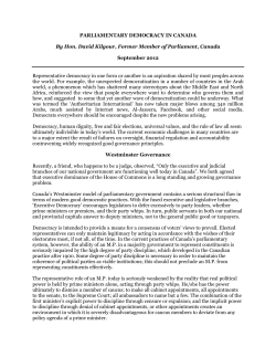 PARTY WHIPS AND CANADIAN PARLIAMENTARY DEMOCRACY