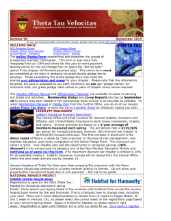 Number 98 September 2015 WELCOME BACK! The online Pledge