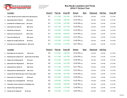 Bus Route Locations and Times 2016-17
