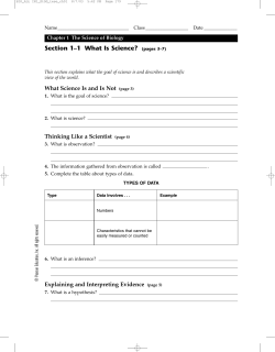 Section 1&ndash;1 What Is Science?