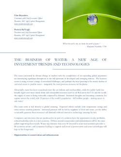 THE BUSINESS OF WATER: A NEW AGE OF INVESTMENT