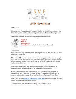 Spring 2016 - Society of Vertebrate Paleontology