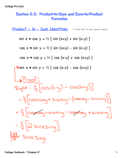 Section 6.5: Product-to-Sum and Sum-to
