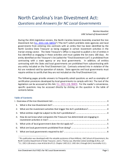 North Carolina`s Iran Divestment Act
