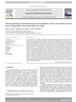 Neuropsychological functioning and social anhedonia: Three