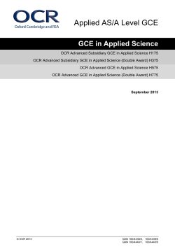 Specification &ndash; Applied AS/A Level Applied Science