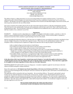 south dakota knights of columbus student loan regulations and