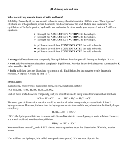pH of strong acid and base What does strong mean in terms of acids
