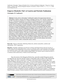 Empress Elisabeth (`Sisi`) of Austria and Patriotic Fashionism