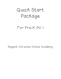 Quick Start Package - Regent Christian Online Academy