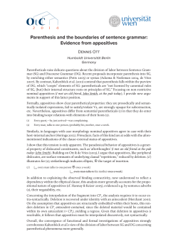 Parenthesis and the boundaries of sentence grammar: Evidence