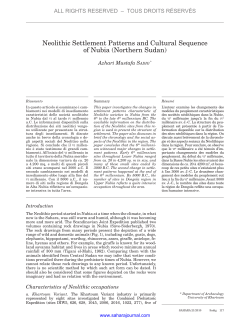 Neolithic Settlement Patterns and Cultural Sequence of Nubia