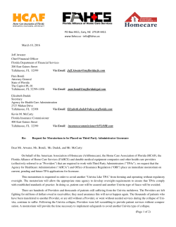 March 10, 2016 Jeff Atwater Chief Financial Officer Florida