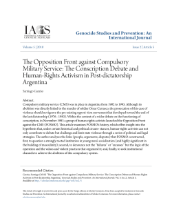 The Opposition Front against Compulsory Military Service