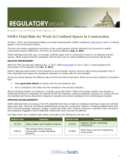 OSHA Final Rule for Work in Confined Spaces in