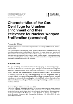 Characteristics of the Gas Centrifuge for Uranium Enrichment and