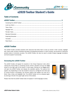 e2020 Toolbar Student`s Guide