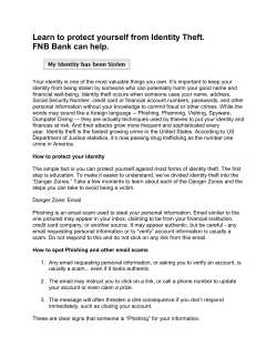 Learn to protect yourself from Identity Theft. FNB Bank can help.