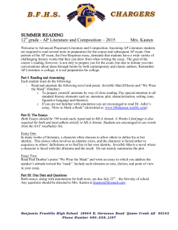 SUMMER READING 12th grade - AP Literature and