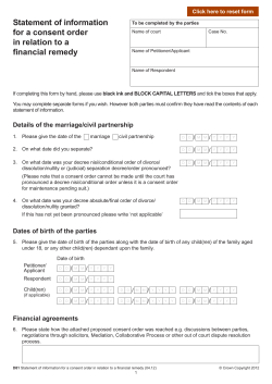 D81 Statement of information for a consent order in relation to a