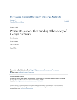 Present at Creation: The Founding of the Society of Georgia Archivists