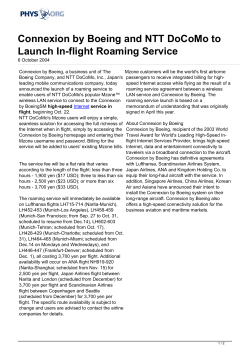Connexion by Boeing and NTT DoCoMo to Launch In