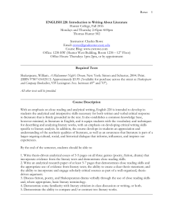 Rowe 1 ENGLISH 220: Introduction to Writing About